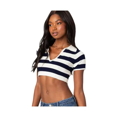Skai knitted crop top - Navy-and
