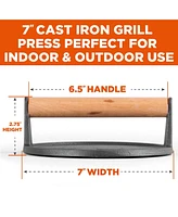 Cast Iron 7inch Round Grill Press