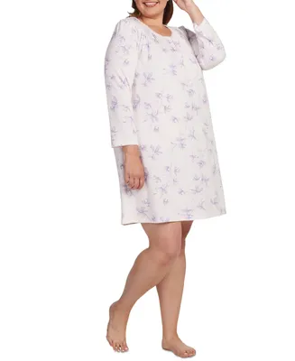 Miss Elaine Plus Size Floral Lace-Trim Nightgown