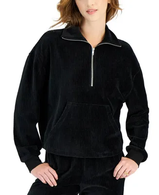 Self Esteem Juniors' Corduroy Half-Zip Sweatshirt