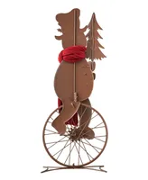 Glitzhome 32" H Metal Snowman Riding Bike Porch Decor