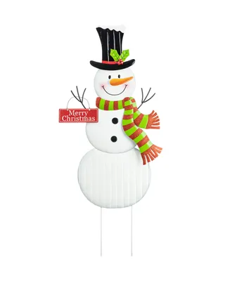 Glitzhome 40" H Metal Snowman Yard Stake