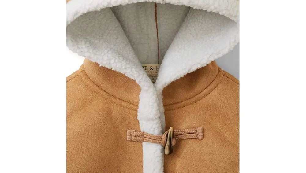 Hope & Henry Girls' Hooded Shearling Jacket, Kids