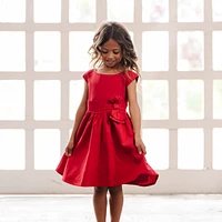 Hope & Henry Little Girls Cap Sleeve Party Dress with Bow Sash, Toddler|Child
