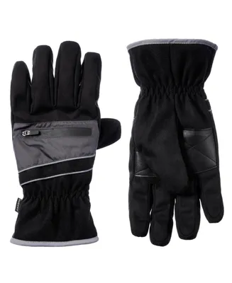 Isotoner Signature Men's Microsuede Water Repellent Gloves with Zipper Pouch