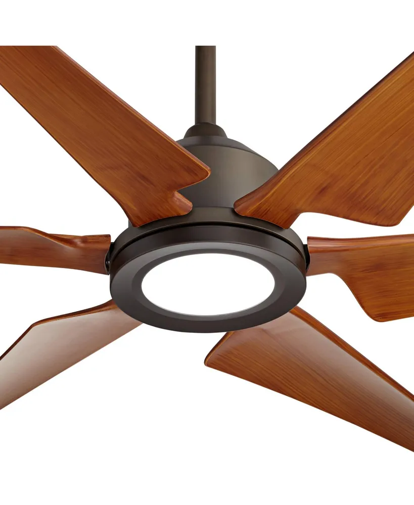 72" Power Hawk Modern Large Indoor Outdoor Ceiling Fan with Light Led Remote Control Oil Rubbed Bronze Painted Wood Damp Rated for Patio Exterior Roof