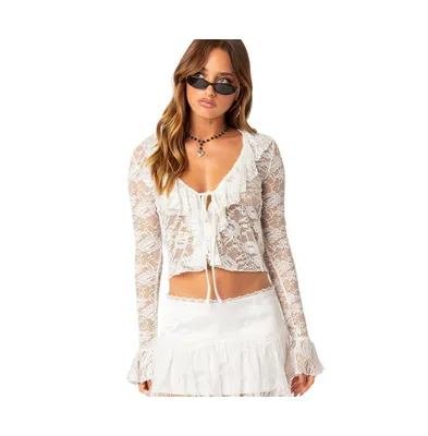 Josalie tie front lace top