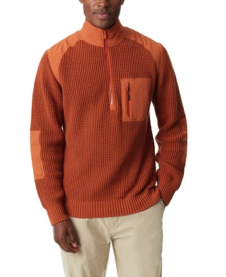 Bass Outdoor Men's Quarter-Zip Long Sleeve Pullover Patch Sweater
