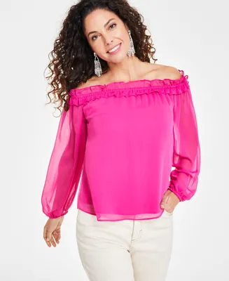 I.n.c. International Concepts Women's Off-The-Shoulder Ruffled Top, Created for Macy's