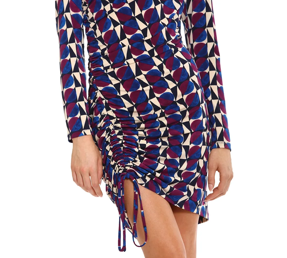 Donna Morgan Women's Side-Ruched Printed Jersey Dress