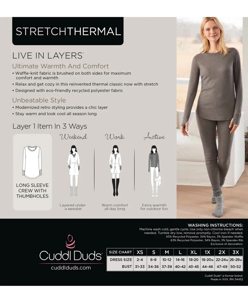 Cuddl Duds Plus Size Stretch Thermal Long-Sleeve Top