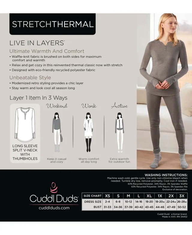 Cuddl Duds Womens Plus Softwear Long Sleeve Crew Neck Top