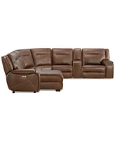 Hansley 6-Pc Zero Gravity Leather Sectional with Power Recliner and Chaise, Created for Macy's