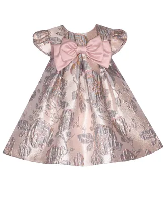Bonnie Baby Girls Short Sleeve Floral Metallic Dress