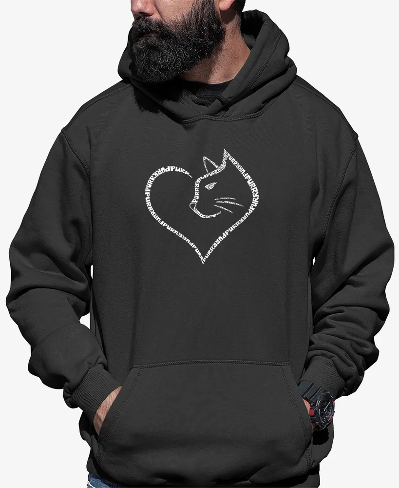 La Pop Art Men's Cat Heart Word Hooded Sweatshirt