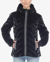 White Mark Women's Midweight Quilted Contrast with Thumbholes Hooded Jacket
