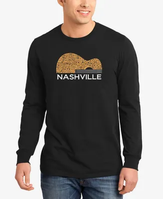 La Pop Art Men's Nashville Guitar Word Long Sleeve T-shirt