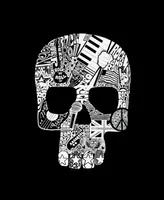 La Pop Art Men's Rock N Roll Skull Raglan Baseball Word T-shirt