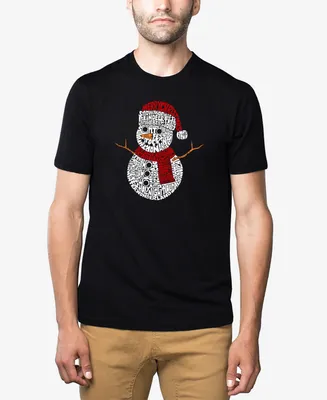 La Pop Art Men's Christmas Snowman Premium Blend Word T-shirt