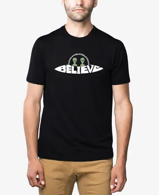 La Pop Art Men's Believe Ufo Premium Blend Word T-shirt
