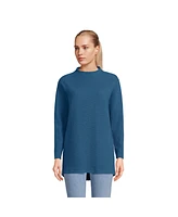 Lands' End Women's Petite Long Sleeve Textured Pique Funnel Neck Tunic