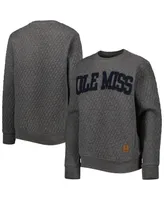 Women's Pressbox Heather Charcoal Ole Miss Rebels Moose Quilted Pullover Sweatshirt