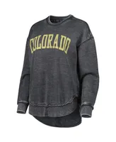 Women's Pressbox Black Colorado Buffaloes Vintage-Like Wash Pullover Sweatshirt