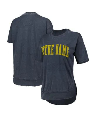 Women's Pressbox Heathered Navy Notre Dame Fighting Irish Arch Poncho T-shirt