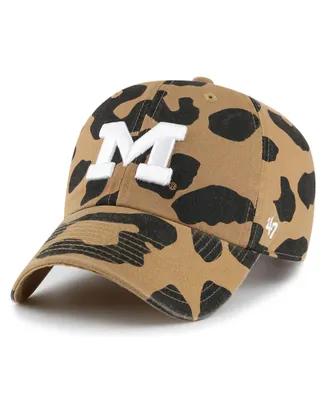 Women's '47 Brand Michigan Wolverines Rosette Leopard Clean Up Adjustable Hat