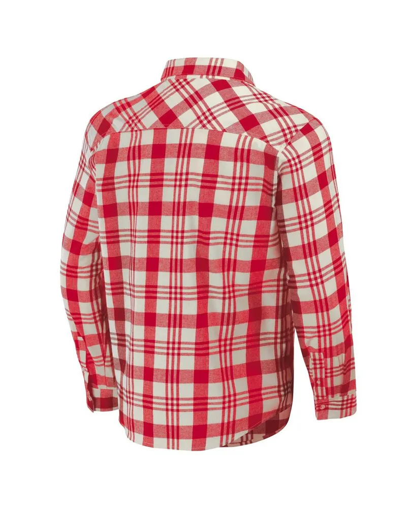 Men's Darius Rucker Collection by Fanatics Cardinal, Natural Usc Trojans Plaid Flannel Long Sleeve Button-Up Shirt