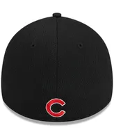 Men's New Era Black Chicago Cubs Top Visor 39THIRTY Flex Hat