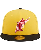 Men's New Era Yellow, Black Florida Marlins Grilled 59FIFTY Fitted Hat