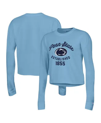Women's Champion Blue Penn State Nittany Lions Boyfriend Cropped Long Sleeve T-shirt