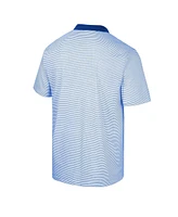 Men's Colosseum White, Royal Kansas Jayhawks Print Stripe Polo Shirt
