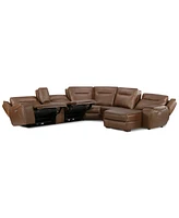 Closeout! Hansley 6-Pc. Zero Gravity Leather Sectional with 2 Power Recliners and Chaise, Created for Macy's