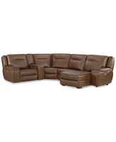 Closeout! Hansley 5-Pc. Zero Gravity Leather Sectional with Power Recliner and Chaise, Created for Macy's
