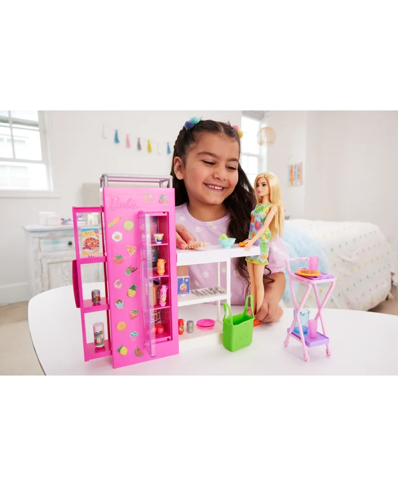 Barbie Doll and Ultimate Pantry Play Set, Barbie Kitchen Add-on With 30+ Food-Themed Pieces - Multi