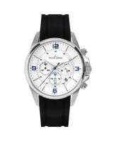 Jacques Lemans Men's Liverpool Watch with Silicone, Solid Stainless Steel Leather Strap, Chronograph