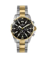 Jacques Lemans Men's Liverpool Watch with Solid Stainless Steel Strap, Ip-/Ip-Gold Bicolor, Chronograph