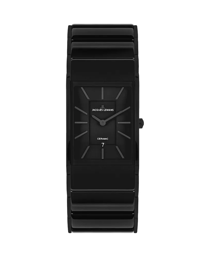 Jacques Lemans Men's Dublin Watch with High-Tech Ceramic Strap, Solid Stainless Steel Ip-Black, 1-1939