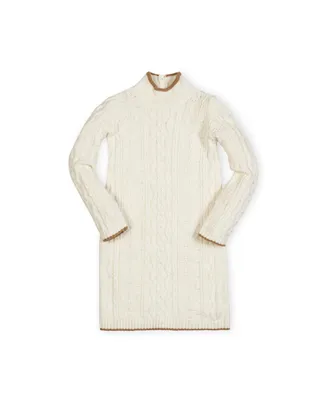 Hope & Henry Baby Girls Turtleneck Cable Knit Sweater Dress