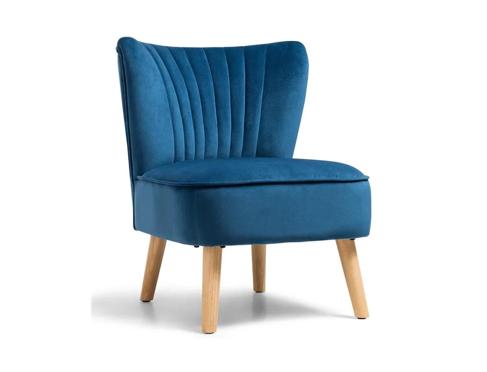 Modern Armless Velvet Accent Chair with Wood Legs