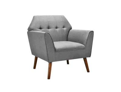 Modern Tufted Fabric Accent Chair with Rubber Wood Legs