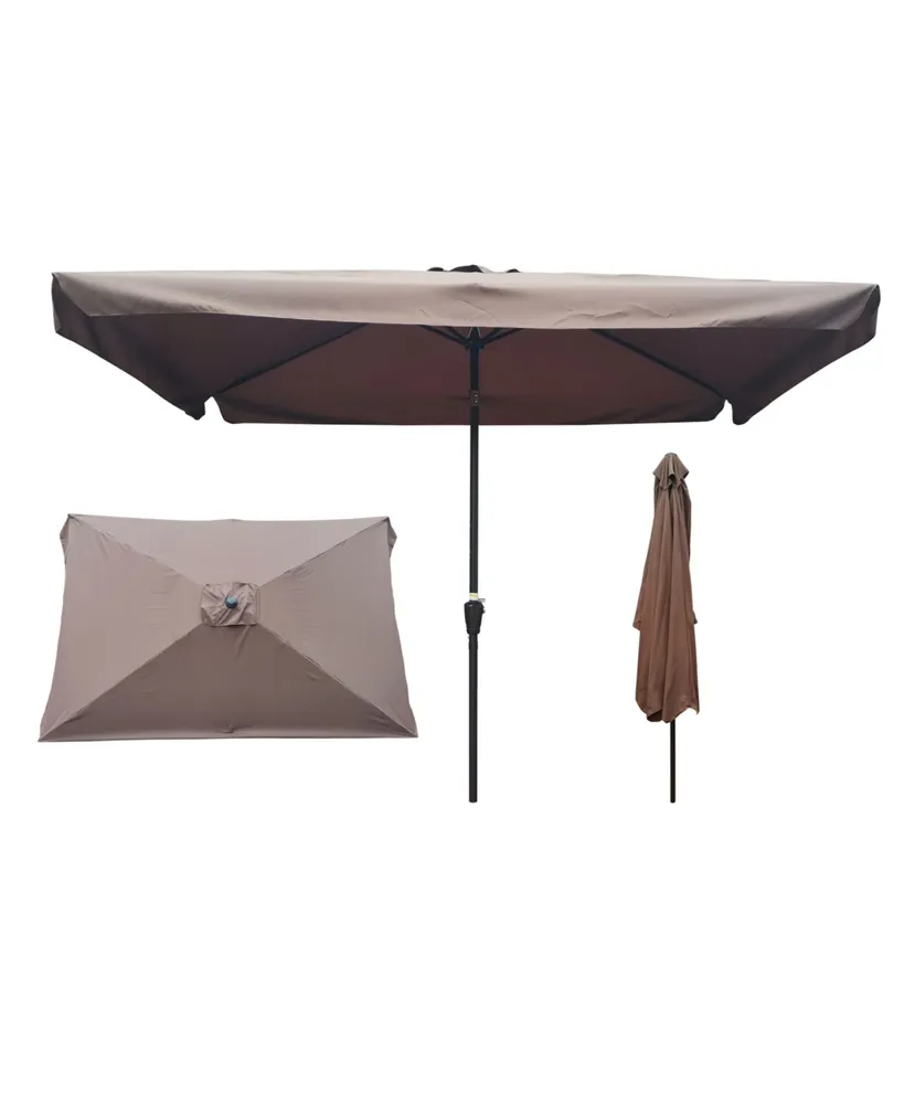 Simplie Fun 10 X 6.5FT Rectangular Patio Umbrella Outdoor Market Umbrellas With Crank And Push Button