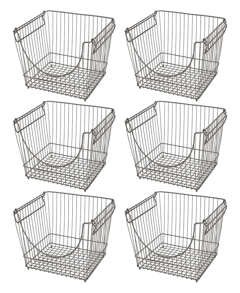 Smart Design Set of 6 Large Stacking Baskets with Handles, 12.5" x 8.5"
