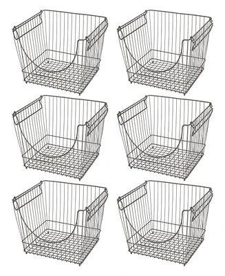 Smart Design Set of 6 Large Stacking Baskets with Handles, 12.5" x 8.5"
