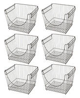 Smart Design Set of 6 Large Stacking Baskets with Handles, 12.5" x 8.5"