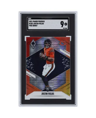 Justin Fields Chicago Bears 2021 Panini America Phoenix Fire Burst #108 Sgc Authenticated Rookie Card