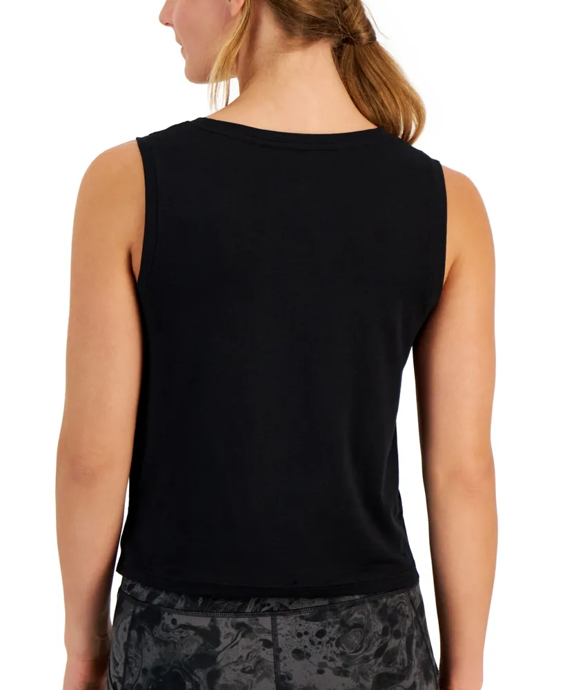 Id Ideology Women's Scoop-Neck Sleeveless Knot-Front T-Shirt, Created for Macy's