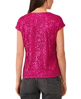 Vince Camuto Women's Sequined Dolman Sleeve V-Neck Blouse